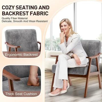 Mid-Century Modern Chair,Living Room Chair with Solid Wood Frame