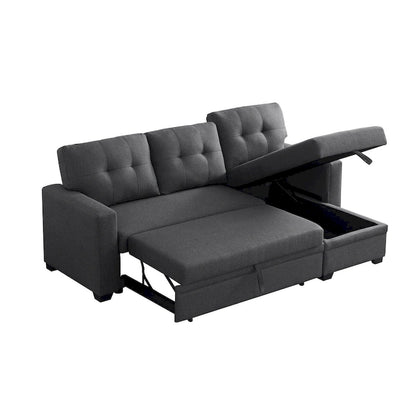 Upholstered Pull Out Sectional Sofa with Chaise - 82 W x 53 D x 34.5 H
