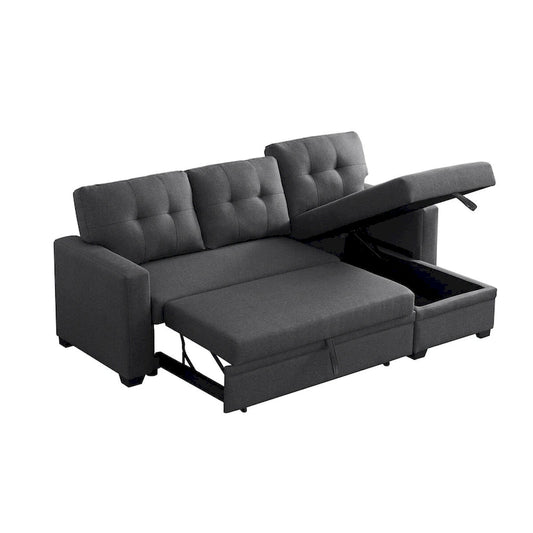 Upholstered Pull Out Sectional Sofa with Chaise - 82 W x 53 D x 34.5 H