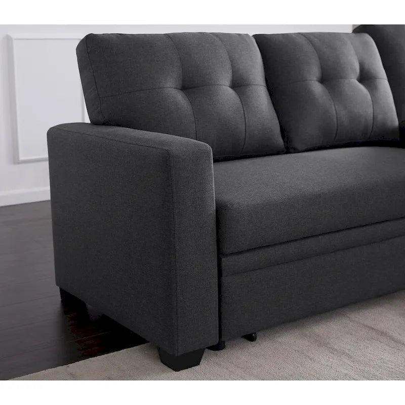 Upholstered Pull Out Sectional Sofa with Chaise - 82 W x 53 D x 34.5 H
