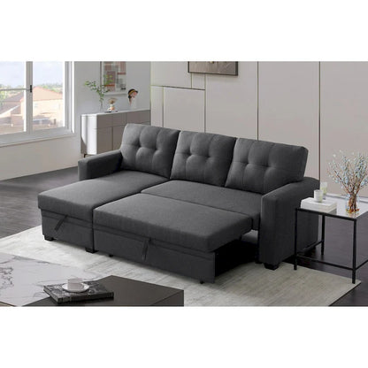 Upholstered Pull Out Sectional Sofa with Chaise - 82 W x 53 D x 34.5 H