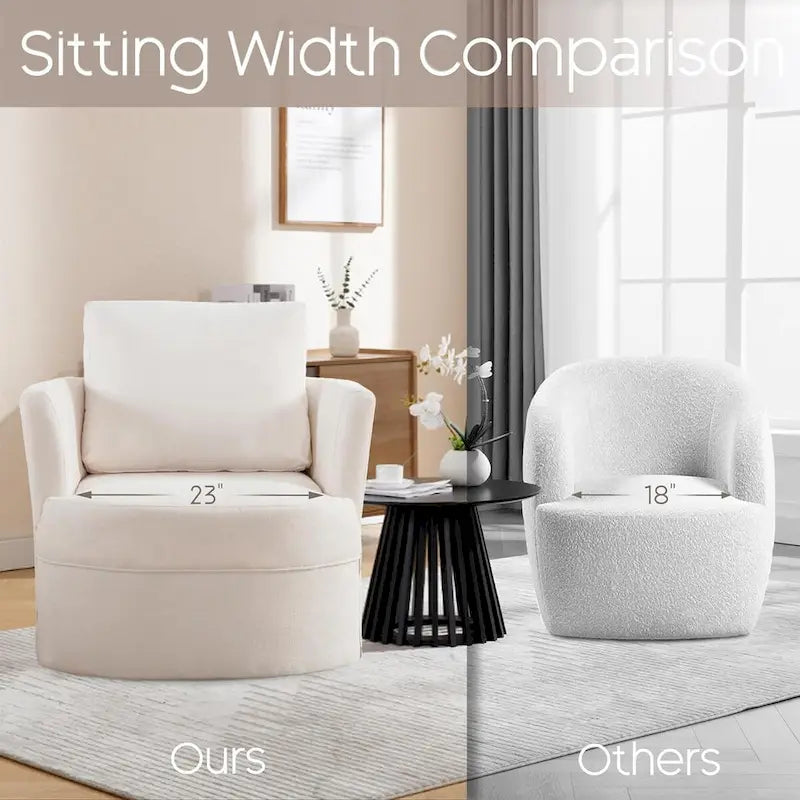 HOMYKA Swivel Accent Barrel Chair Round Arm Chair with Pillow Set 2