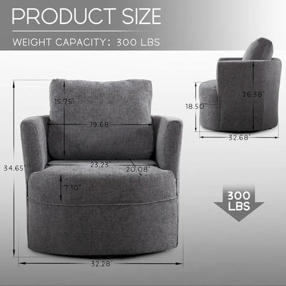 HOMYKA Swivel Accent Barrel Chair Round Arm Chair with Pillow Set 2