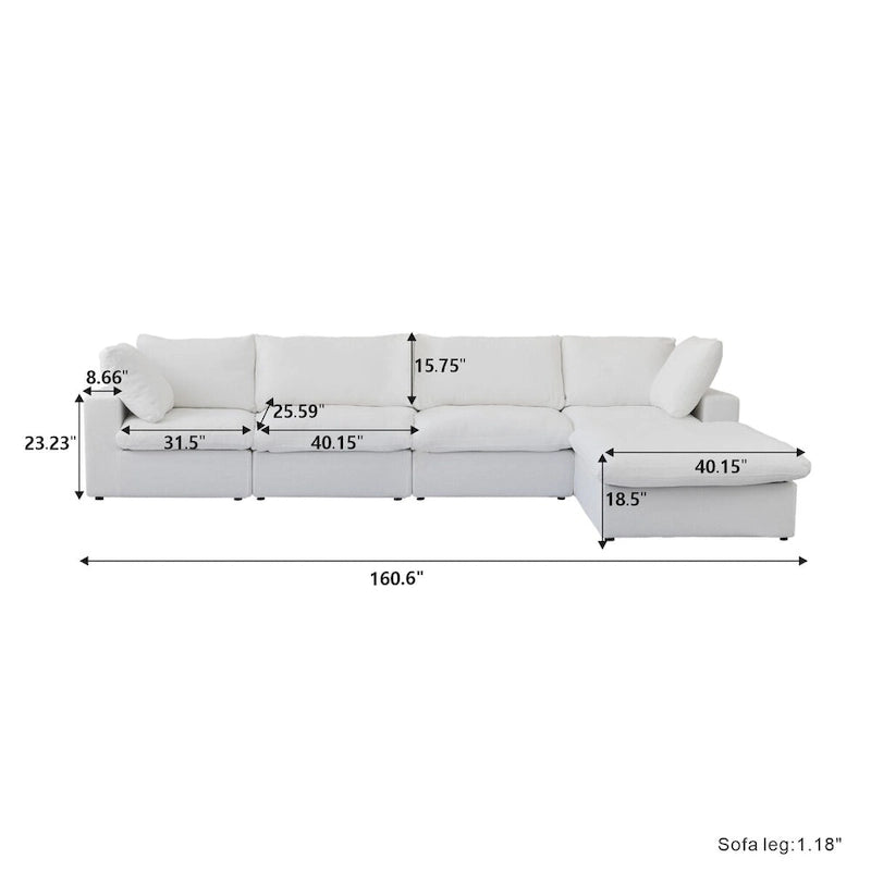 Cloud Modular Sectional Sofa,Down Filled Comfort Sofa Couch for Living Room