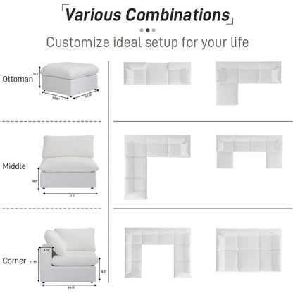 Cloud Modular Sectional Sofa,Down Filled Comfort Sofa Couch for Living Room