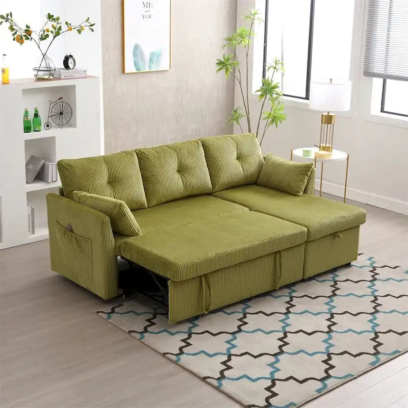 Divano Sezionale Modulare a L con Chaise Reversibile e Sedile Contenitore