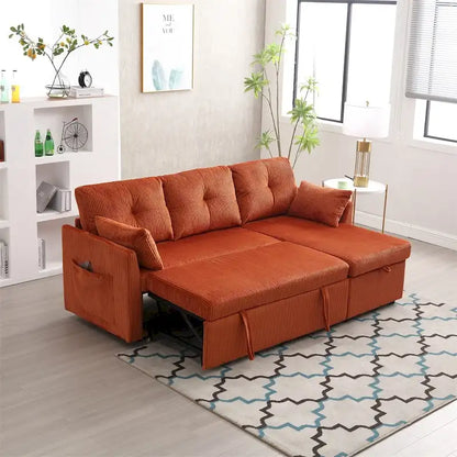 Divano Sezionale Modulare a L con Chaise Reversibile e Sedile Contenitore