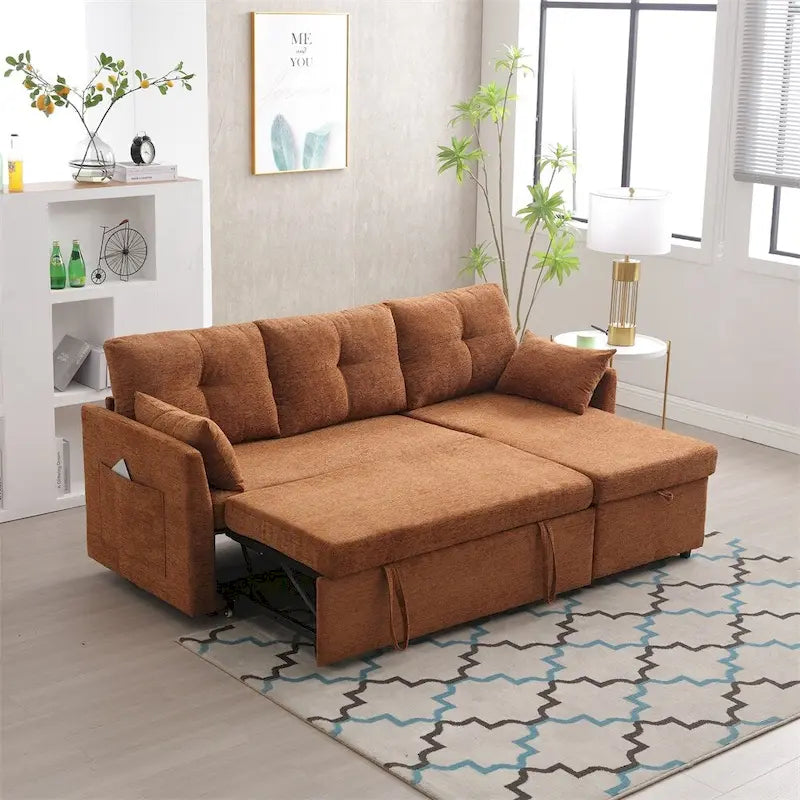 Divano Sezionale Modulare a L con Chaise Reversibile e Sedile Contenitore