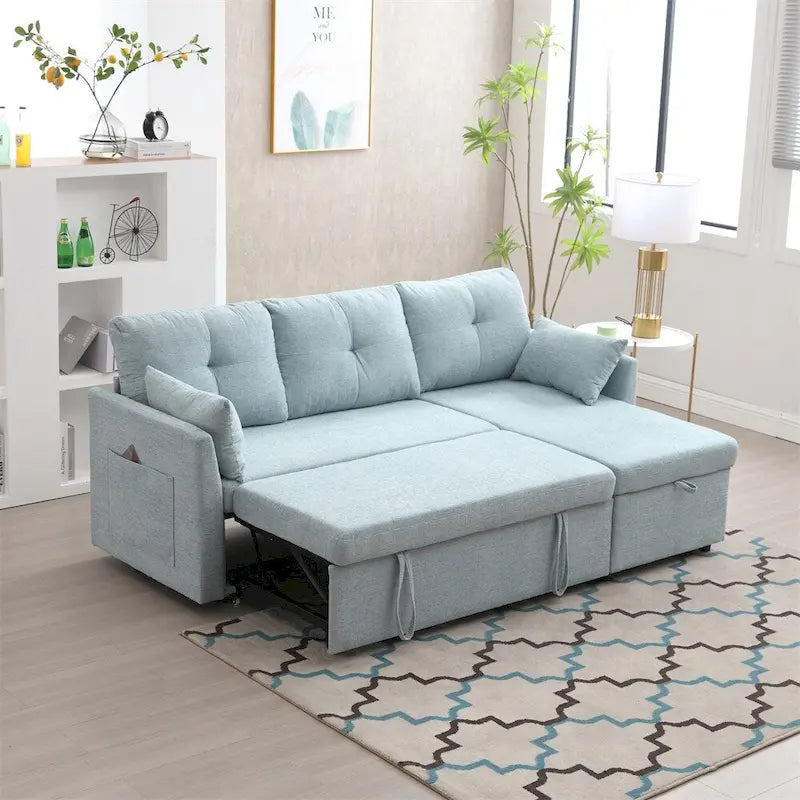 Divano Sezionale Modulare a L con Chaise Reversibile e Sedile Contenitore