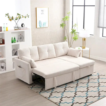 Divano Sezionale Modulare a L con Chaise Reversibile e Sedile Contenitore