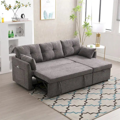 Divano Sezionale Modulare a L con Chaise Reversibile e Sedile Contenitore