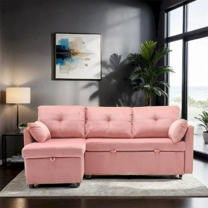 Divano Sezionale Modulare a L con Chaise Reversibile e Sedile Contenitore