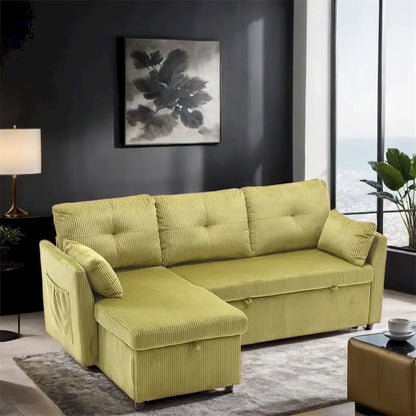 Divano Sezionale Modulare a L con Chaise Reversibile e Sedile Contenitore