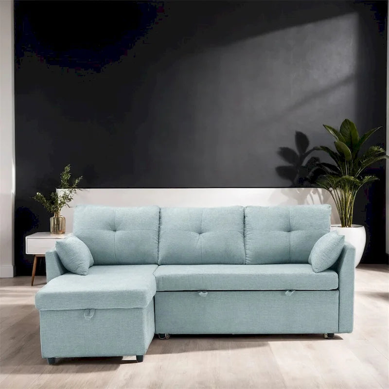 Divano Sezionale Modulare a L con Chaise Reversibile e Sedile Contenitore