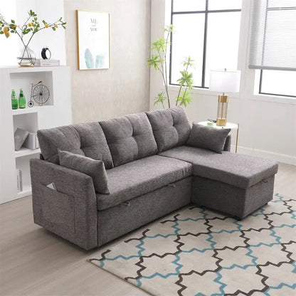 Divano Sezionale Modulare a L con Chaise Reversibile e Sedile Contenitore