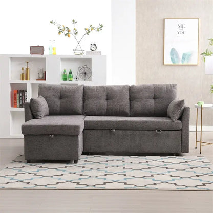Divano Sezionale Modulare a L con Chaise Reversibile e Sedile Contenitore