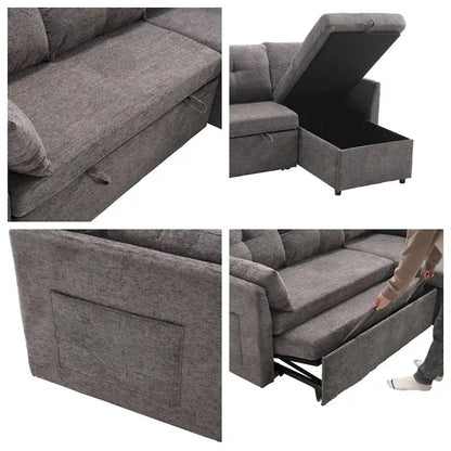 Divano Sezionale Modulare a L con Chaise Reversibile e Sedile Contenitore