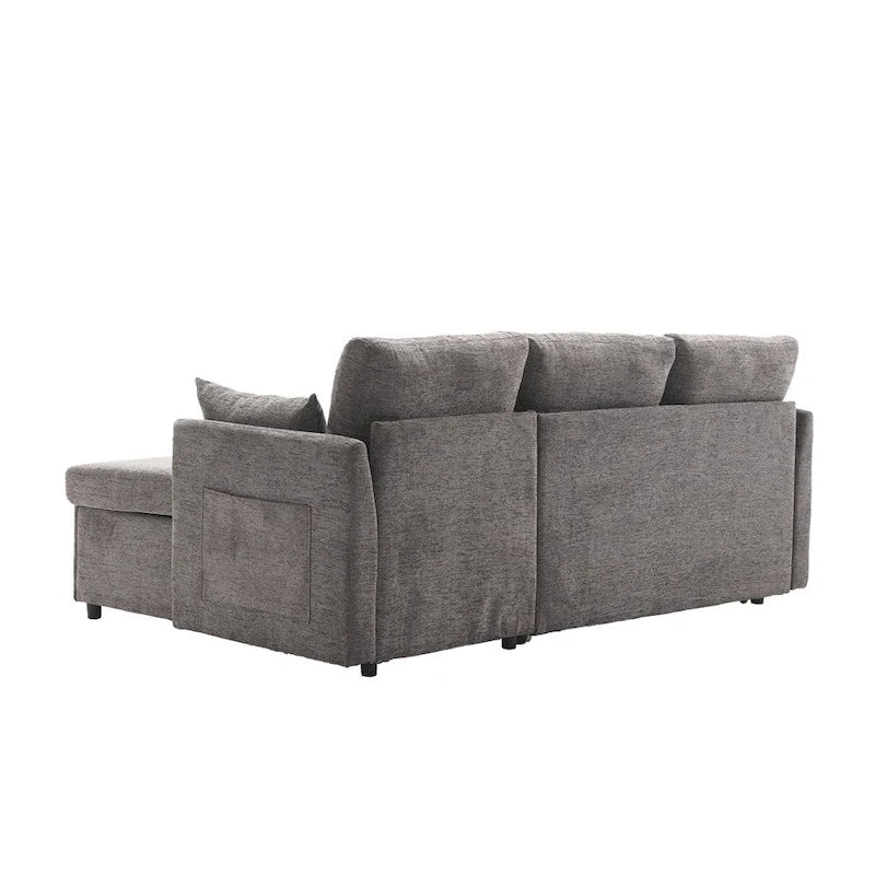 Divano Sezionale Modulare a L con Chaise Reversibile e Sedile Contenitore