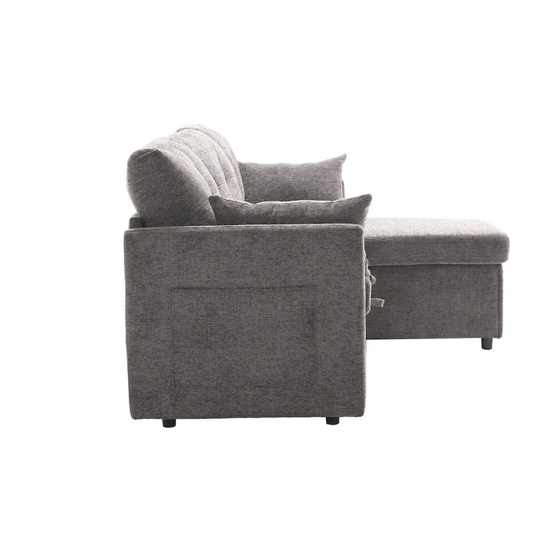 Divano Sezionale Modulare a L con Chaise Reversibile e Sedile Contenitore