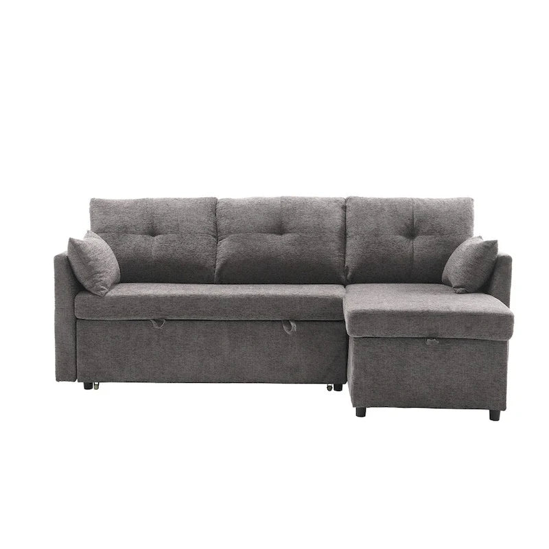 Divano Sezionale Modulare a L con Chaise Reversibile e Sedile Contenitore
