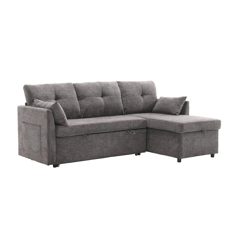 Divano Sezionale Modulare a L con Chaise Reversibile e Sedile Contenitore