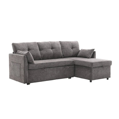 Divano Sezionale Modulare a L con Chaise Reversibile e Sedile Contenitore
