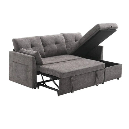 Divano Sezionale Modulare a L con Chaise Reversibile e Sedile Contenitore