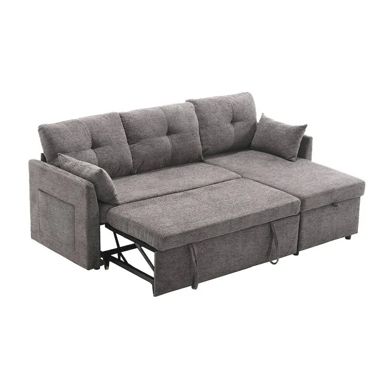 Divano Sezionale Modulare a L con Chaise Reversibile e Sedile Contenitore