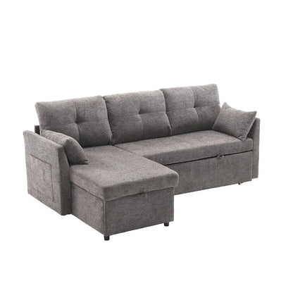 Divano Sezionale Modulare a L con Chaise Reversibile e Sedile Contenitore