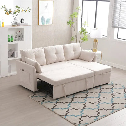Divano Sezionale Modulare a L con Chaise Reversibile e Sedile Contenitore