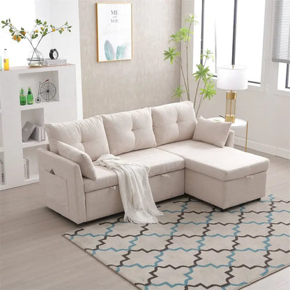 Divano Sezionale Modulare a L con Chaise Reversibile e Sedile Contenitore
