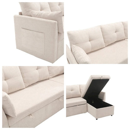 Divano Sezionale Modulare a L con Chaise Reversibile e Sedile Contenitore