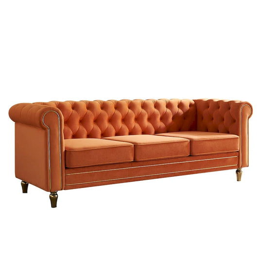 Modern Style Velvet Sofa 84.65 inch for Living Room