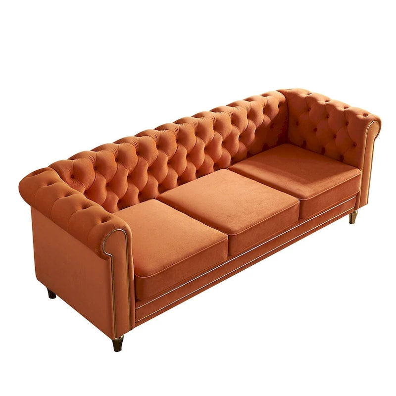 Modern Style Velvet Sofa 84.65 inch for Living Room