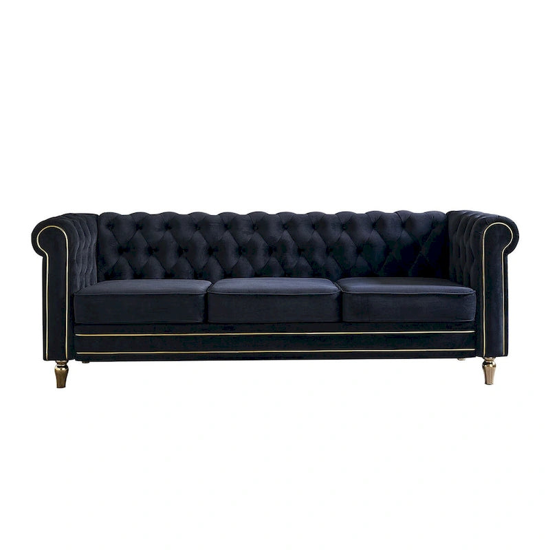 Modern Style Velvet Sofa 84.65 inch for Living Room