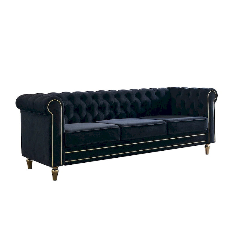 Modern Style Velvet Sofa 84.65 inch for Living Room