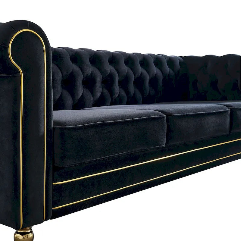 Modern Style Velvet Sofa 84.65 inch for Living Room
