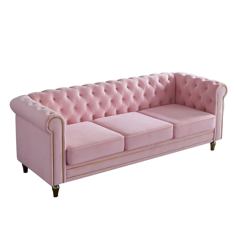 Modern Style Velvet Sofa 84.65 inch for Living Room