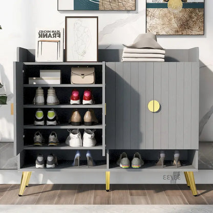 Scarpiera con ante, scarpiera a 11 ripiani con ripiani regolabili, organizer moderno in legno per scarpe
