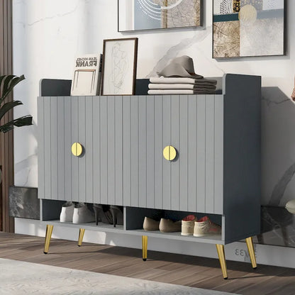 Scarpiera con ante, scarpiera a 11 ripiani con ripiani regolabili, organizer moderno in legno per scarpe