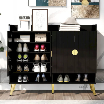 Scarpiera con ante, scarpiera a 11 ripiani con ripiani regolabili, organizer moderno in legno per scarpe