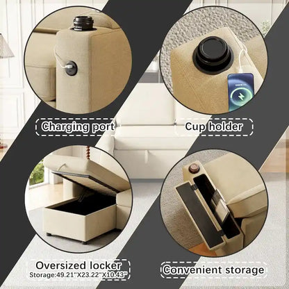 2 in 1 Pull Out Sofa Bed with Storage and Charging Port