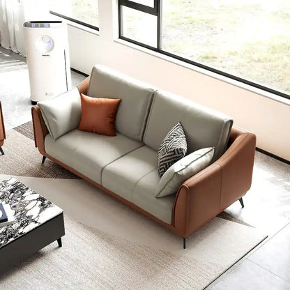 Modern Faux Leather 3-Seater Sofa with Black Legs - two seat