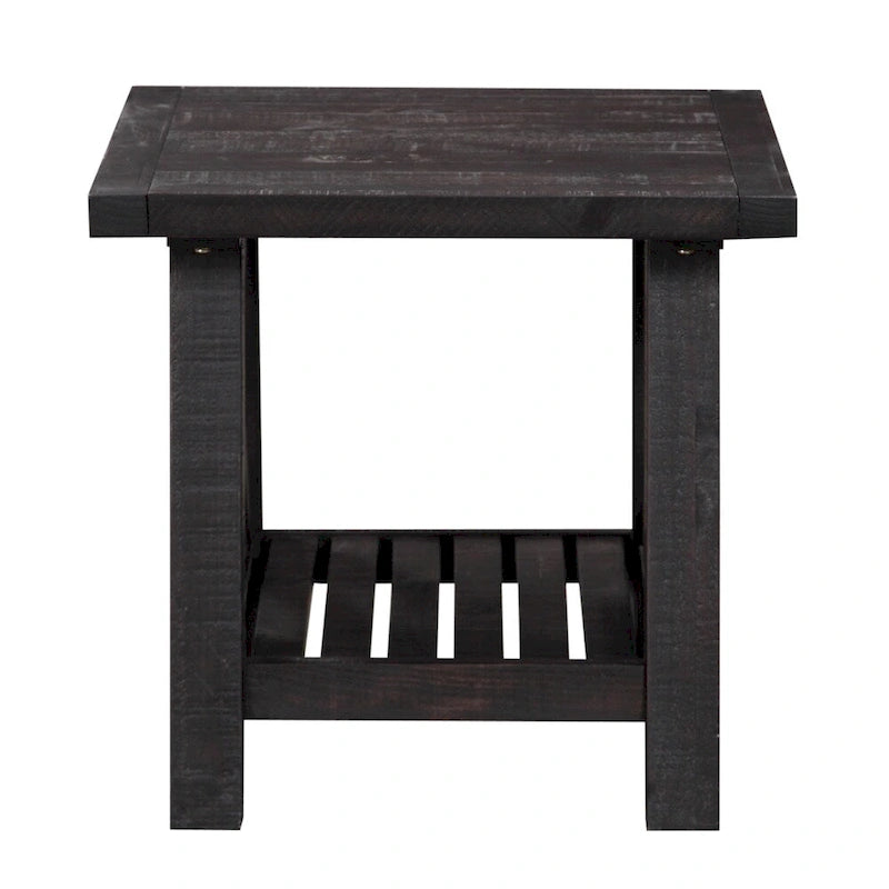 Pine Wood End Table with Exposed Hardware, Brown