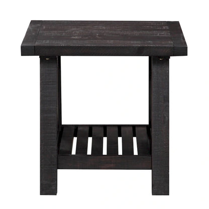 Pine Wood End Table with Exposed Hardware, Brown