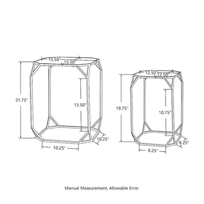 Glitzhome Set of 2 Glam Glass Modern Side Table Sofa Table