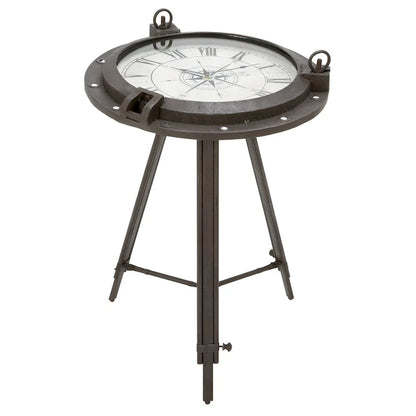 Casa Cortes Industrial Metal Round Clock Coffee Table