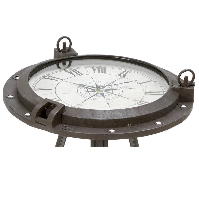 Casa Cortes Industrial Metal Round Clock Coffee Table
