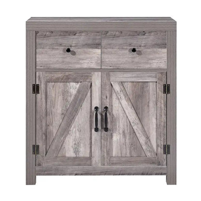 Ledel Farmhouse 2-Drawer Storage Cabinet 2-Door Accent Cabinet