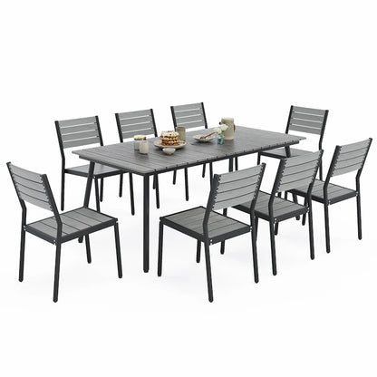 VredHom 7/9-Piece Outdoor Patio Dining Set with Stackable Chairs
